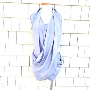 ALL SAINTS Abi Chiffon Asymmetrical Tank blue silky drape goddess style